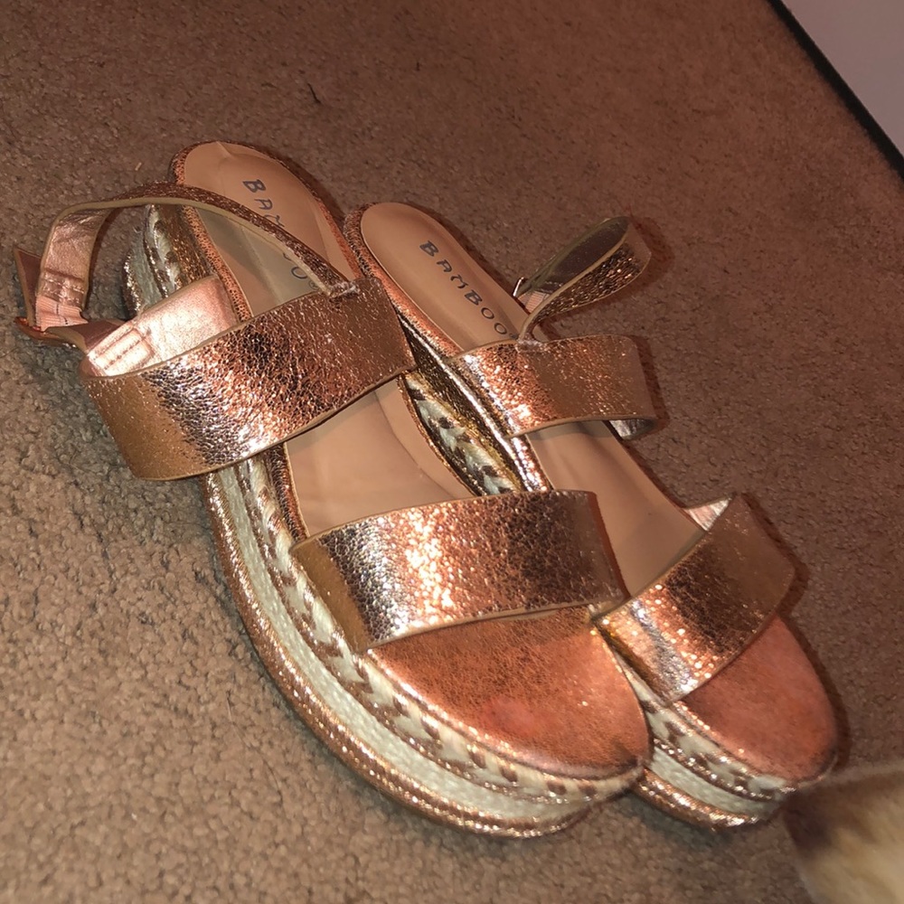 Bamboo platform wedge sandals